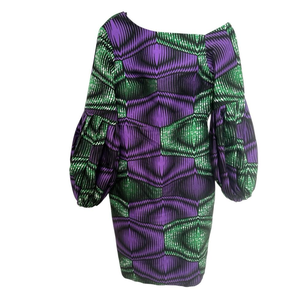 TribalbyN Purple Green African Print Crop Back Zip Size S Dress